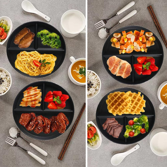LRUUIDDE (5 Pack) Portion Control Plate for Balanced Eating, 9" Unbreakable Divided Plates,3 Compartment Plates, Reusable Plastic Plates, BPA Free for Adults