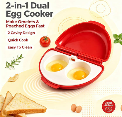 2-In-1 Microwave Omelette Maker & Egg Cup Cooker with Removable Tray，A+B