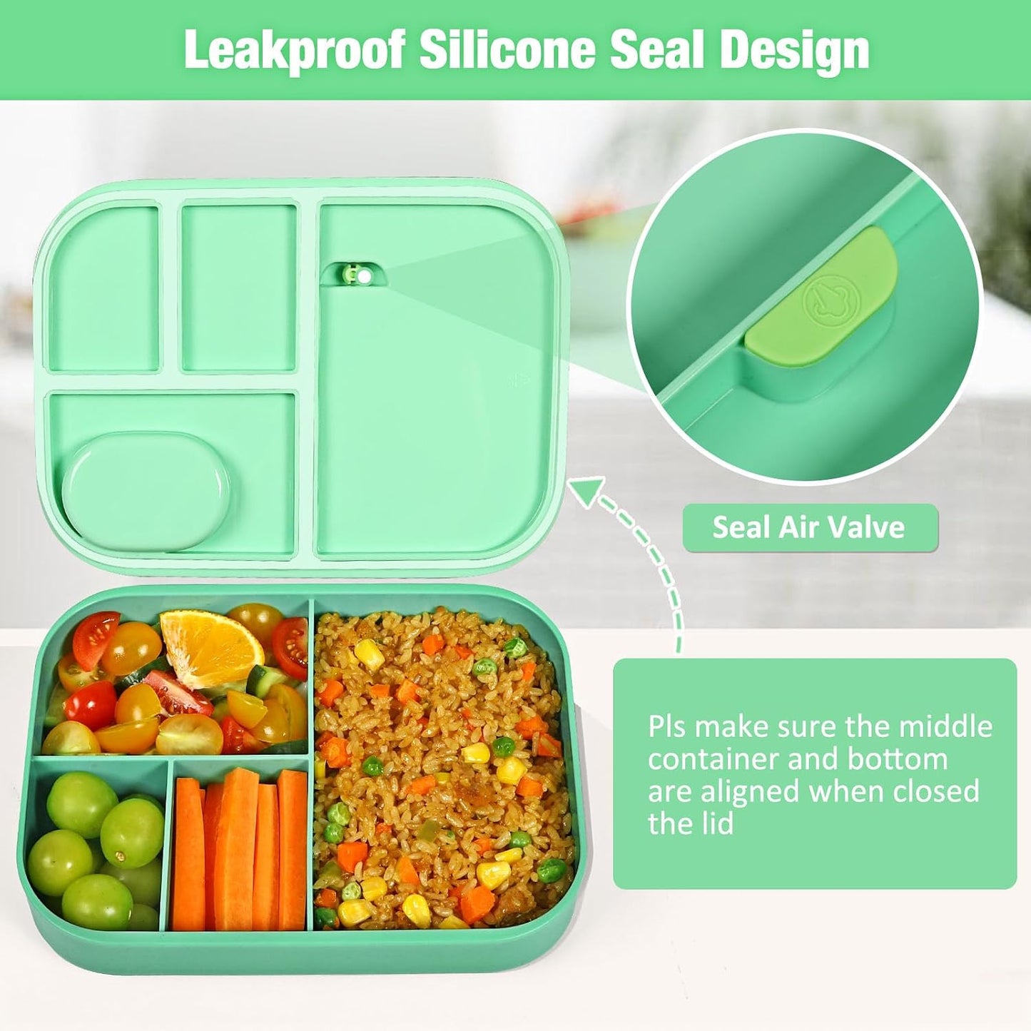 Caperci Bento Box for Kids - Stackable Leakproof Multiple Compartments Lunch Containers for Kids with Sauce Container, 5.8 Cups, Idea for School, On-the-go, Built-in Utensil Set, BPA Free (Purple)