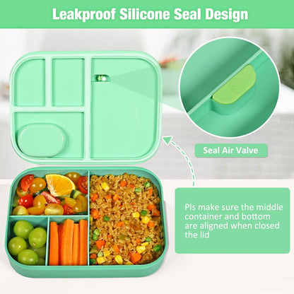 Caperci Bento Box for Kids - Stackable Leakproof Multiple Compartments Lunch Containers for Kids with Sauce Container, 5.8 Cups, Idea for School, On-the-go, Built-in Utensil Set, BPA Free (Purple)