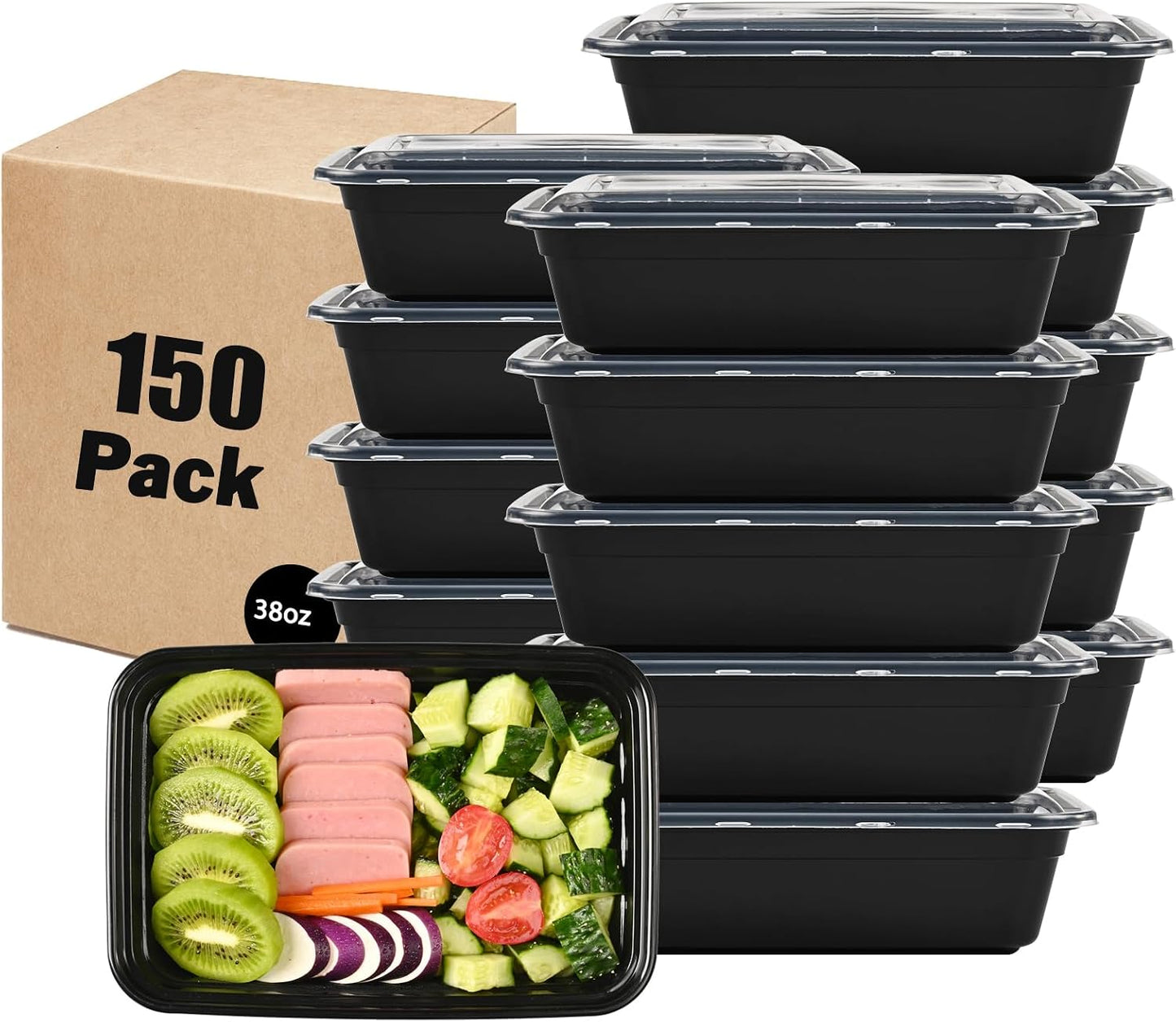 LOKATSE HOME Meal Prep Containers 48 pack 1 Compartment with Lids, Food Storage Bento Stackable Reusable Lunch Boxes, BPA-Free Microwave/Dishwasher/Freezer Safe(38 oz)