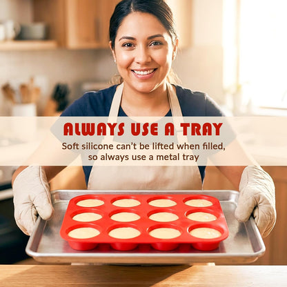HKNMTT Silicone Muffin Pan for Baking, Cupcake Egg bites Brownie Mold 12 Cup Regular Size, Oven Safe BPA Free kitchen Appliances