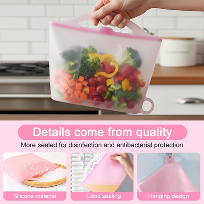 3-Piece Silicone Food Storage Containers Set Leakproof Reusable Kitchen Pantry Freezer Organization Stackable(Transparent)