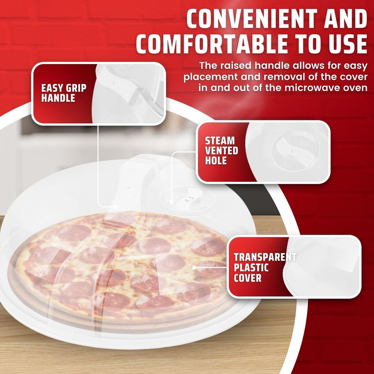 Flexzion 10.5 Inch Microwave Splatter Cover - BPA-Free Anti-Splatter Microwave Cover with Adjustable Steam Vent, Dishwasher Safe, Transparent Plastic Food Covers for Microwave Cooking