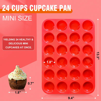 Walfos Silicone Muffin Pan - 12 Cups Regular Silicone Cupcake Pan, Non-stick Great for Making Muffin Cakes, Tart, Bread - BPA Free and Dishwasher Safe