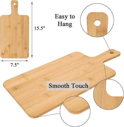 WILLOWDALE 10pcs Wood Cutting Boards for Kitchen, 10" Round Charcuterie Boards Wood Serving Board for Pizza, Cheese, Dessert, Wooden Cutting Board with Handle Fruit Vegetable Bamboo Cutting Board Set