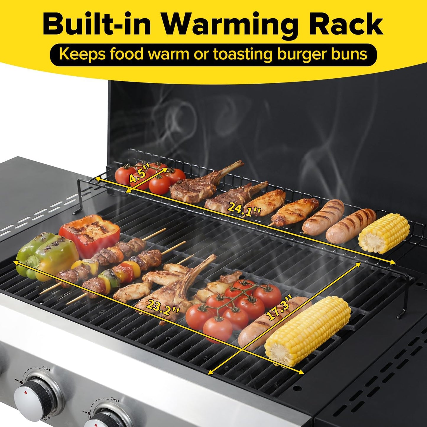 CIG GARDEN 3-Burner Gas Grill & Griddle Combo, 2-in-1 Propane BBQ with Stainless Steel Griddle, Cast Iron Grates & Lid - 30,000 BTU Flat Top for Patio, Backyard, Camping