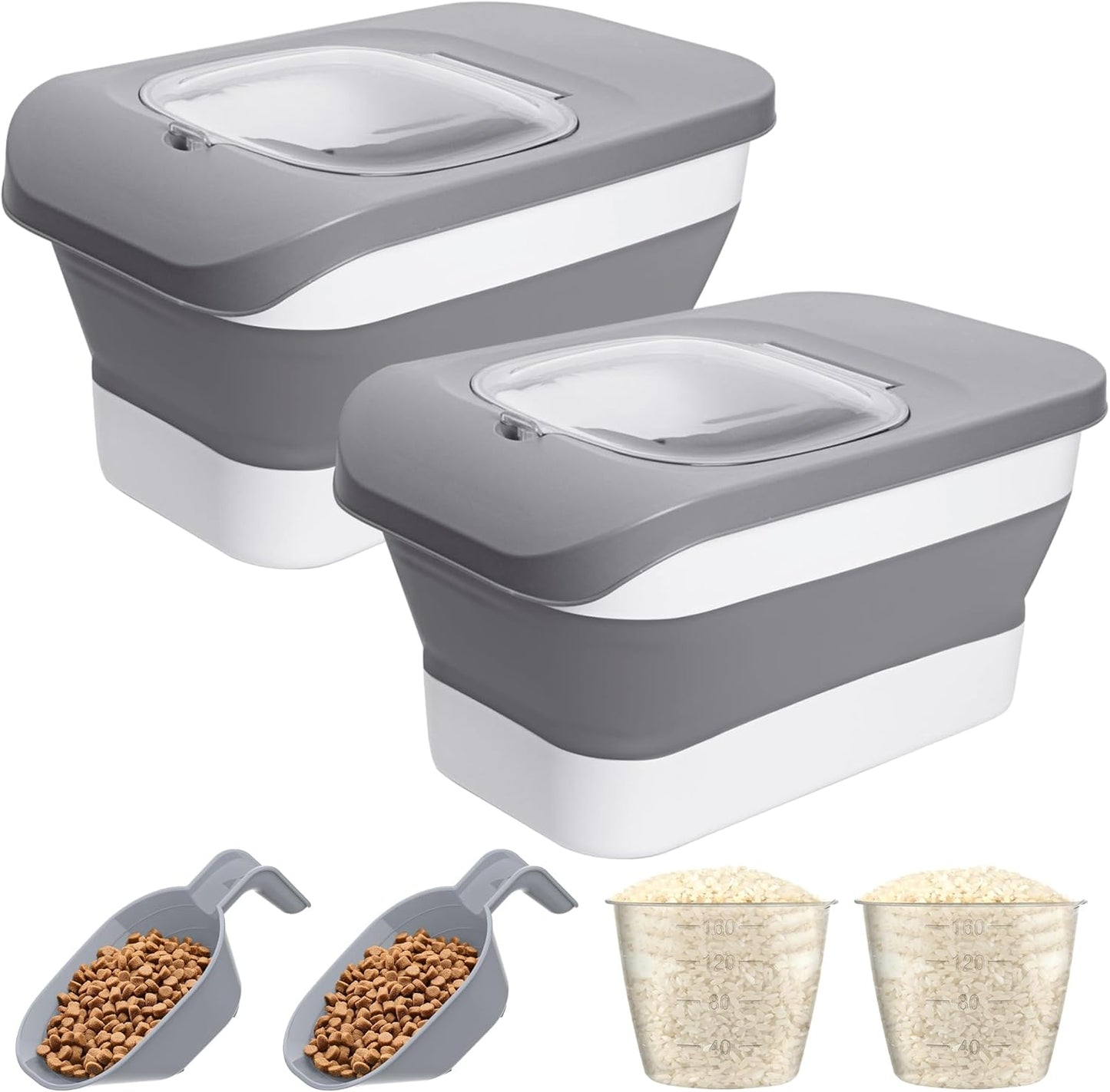 25-28 Lbs Dog Food Storage Container with Handle, Collapsible Dog Food Container with Airtight Lids, Wheels, Large Pet food storage Container for Dog Cat,Dog Food Scoop,Small Container