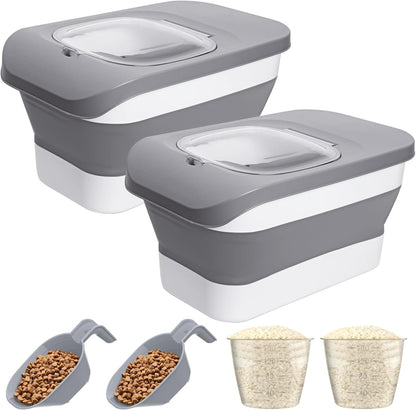 25-28Lbs Dog Food Storage Container Airtight,Collapsible Pet Food Storage | Dog Food Container with Handle,Wheels,Double Airtight Seal Fresh,Save Space,Pest/Mouse-proof,Small Cat Food Container,Scoop