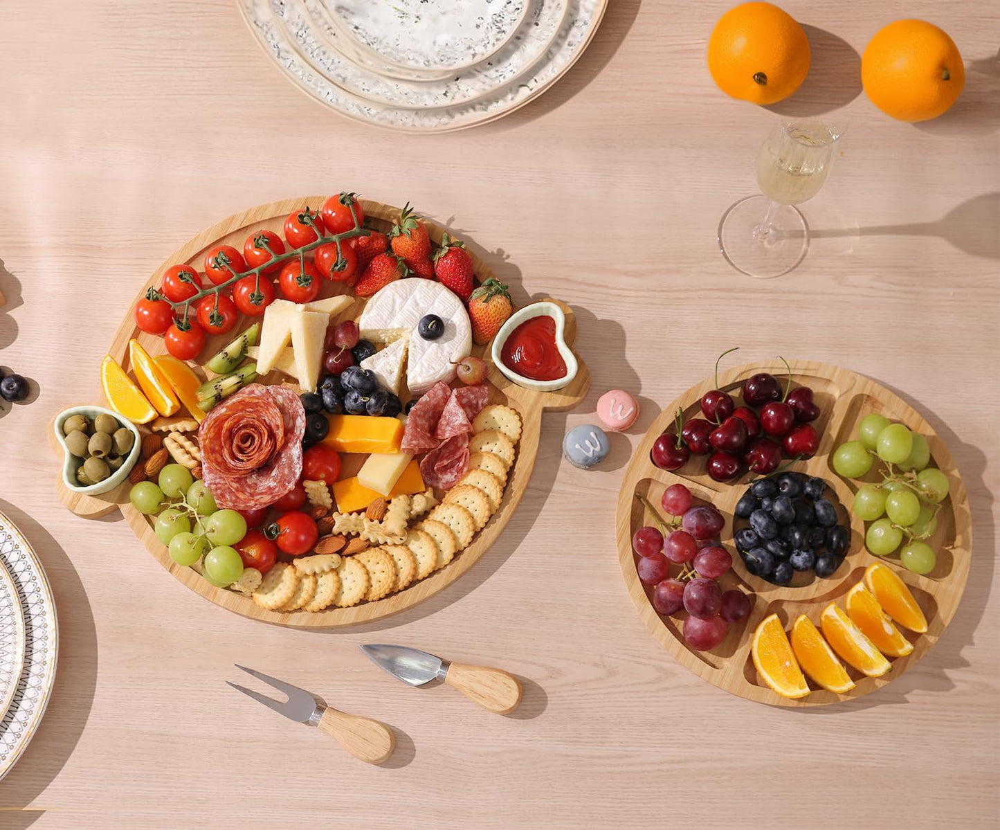 Charcuterie Boards Gift Set: Bamboo Charcuterie Cheese Board - Unique for Mom - House Warming Gifts New Home, Bridal Shower Wedding Gifts for Couple