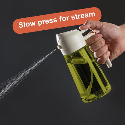CXINYI - 16oz/470ml Olive Oil Dispenser for Kitchen with Stickers - 2 in 1 Olive Oil Sprayer for Cooking, Air Fryer, and Salad, Black&Green (Light-Proof Kitchen Gadget)