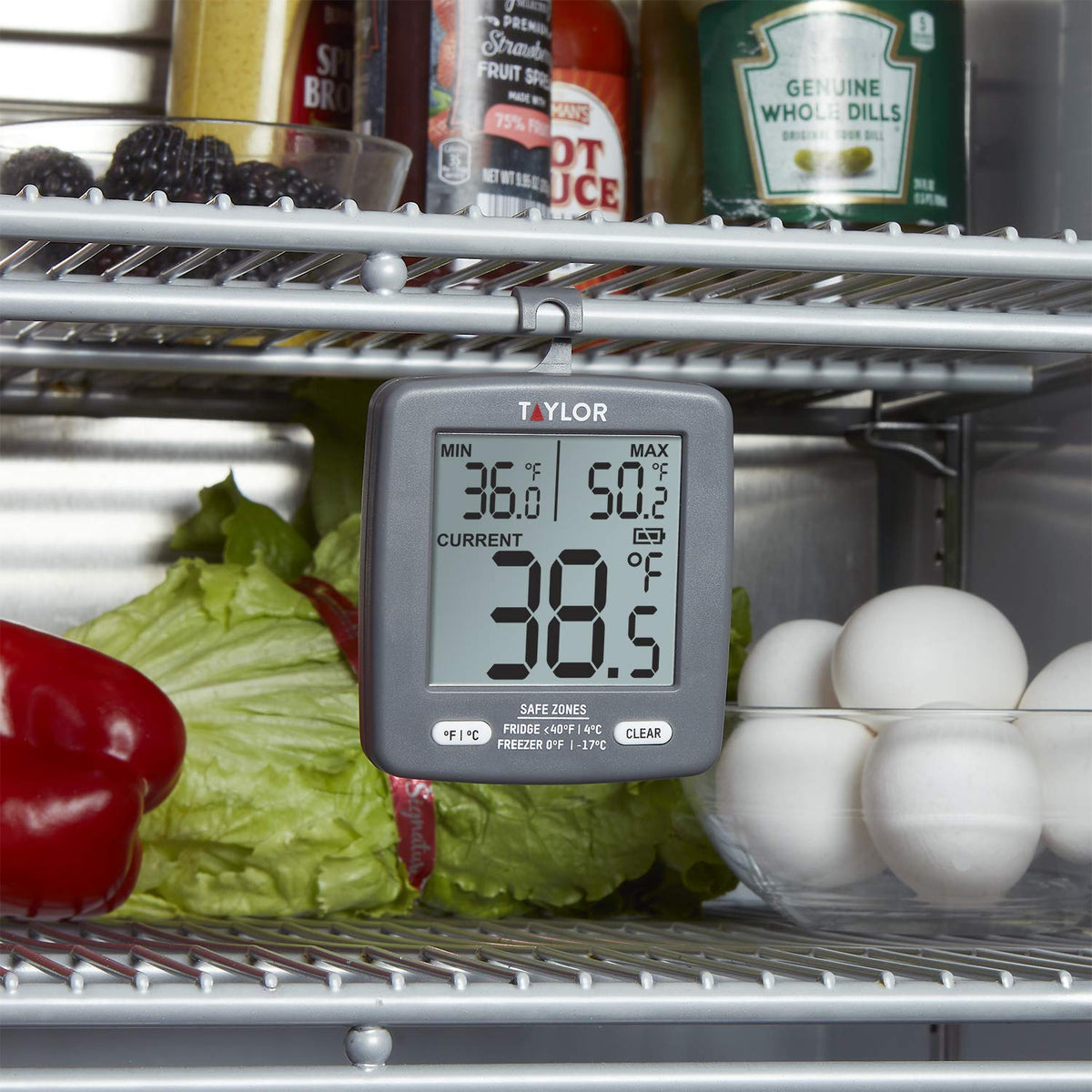 Taylor Digital Refrigerator Freezer Thermometer with Min/Max LCD Display