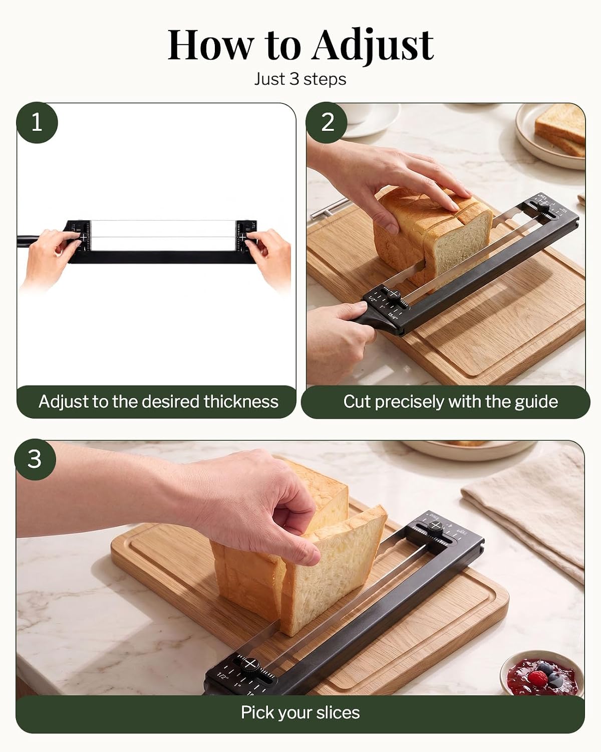 Adjustable Bread Knife, Ambidextrous Design Bread Slicer for Homemade Bread