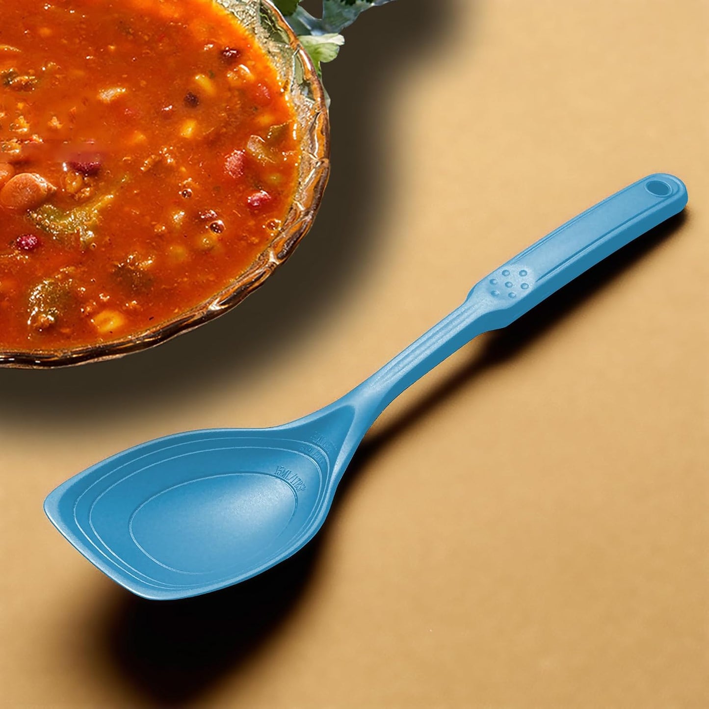Large Silicone Cooking Spoon, Non-Stick Solid Spoon set with Deep Bolw and Measurement Mark for Mixing, Serving, Draining, Scooping, Scraping, Heat Resistant Kitchen Utensils, Black