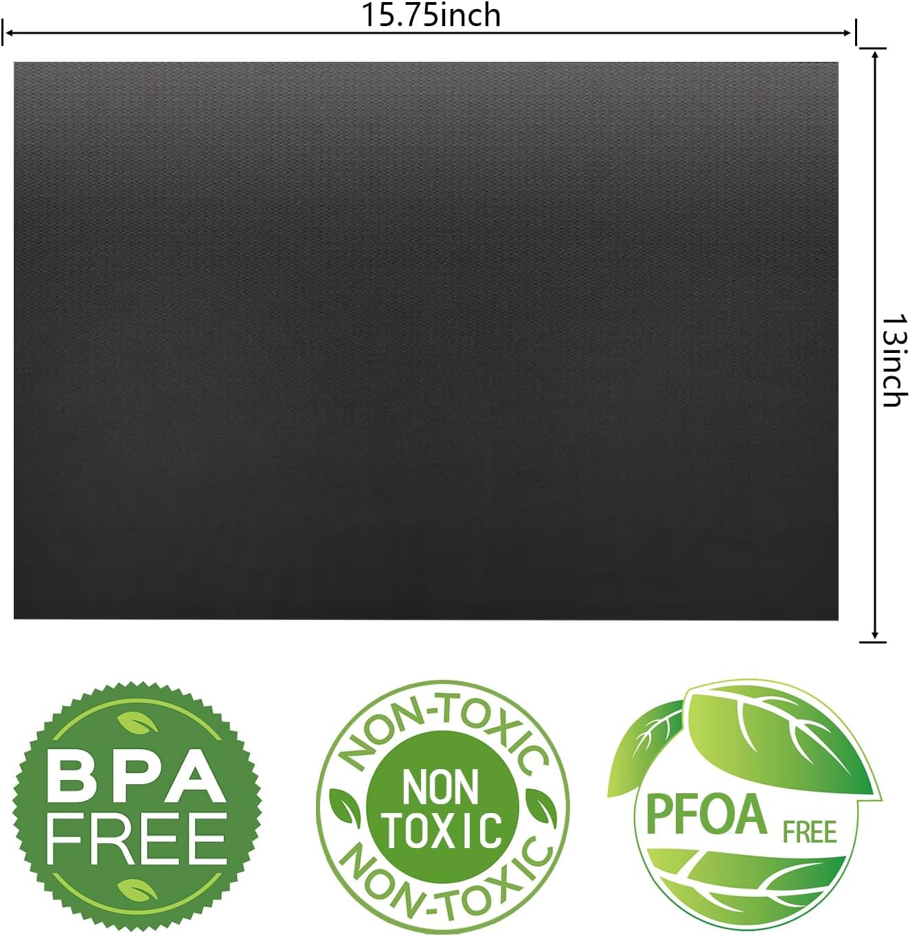Grill Mat Set of 6-100% Non-Stick Reusable Mats for Gas, Charcoal or Electric Grills - Easy to Clean - 15.75 x 13-Inch, Black