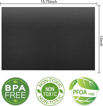 Grill Mat Set of 6-100% Non-Stick Reusable Mats for Gas, Charcoal or Electric Grills - Easy to Clean - 15.75 x 13-Inch, Black