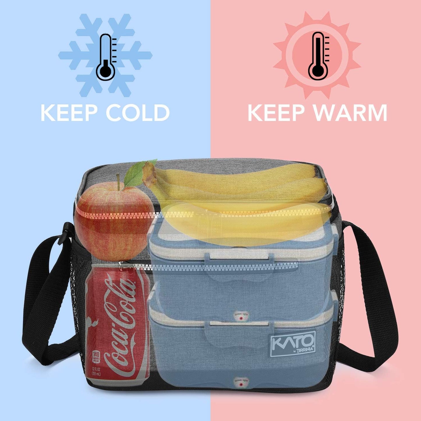 Tirrinia Insulated Lunch Box for Men/Women, Leakproof Lunch Bag for School Work, Large Lunch Tote Kids Boys Girls Student Back to School, Soft Cooler Office Picnic Beach Camping for Adults, Charcoal