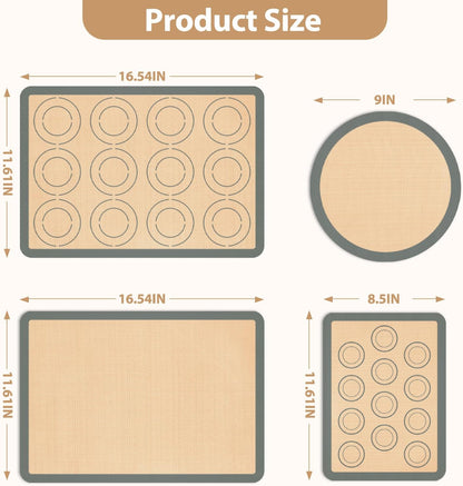Koolstuffs Silicone Baking Mat, Nonstick and Reusable, 3 Pack
