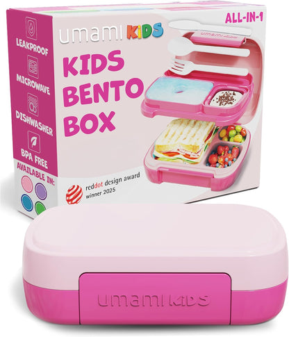 Umami All-in-1 Bento Box for Kids, Ice-pack & Utensils Included, 100% Leakproof & BPA free, Parents' favorite Lunch Box Kids (Green, 27 oz)