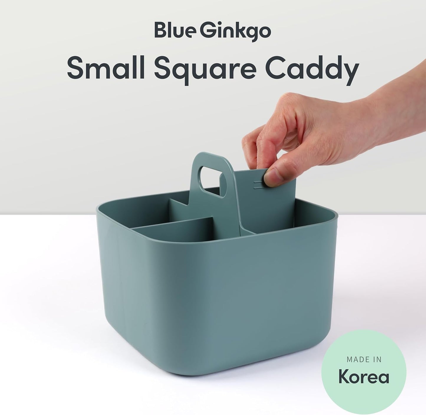 BLUE GINKGO Stackable Organizer Caddy – Korean-Made Portable Tote for Bathroom, Office, Crafts, or School Supplies (Rectangle, White)