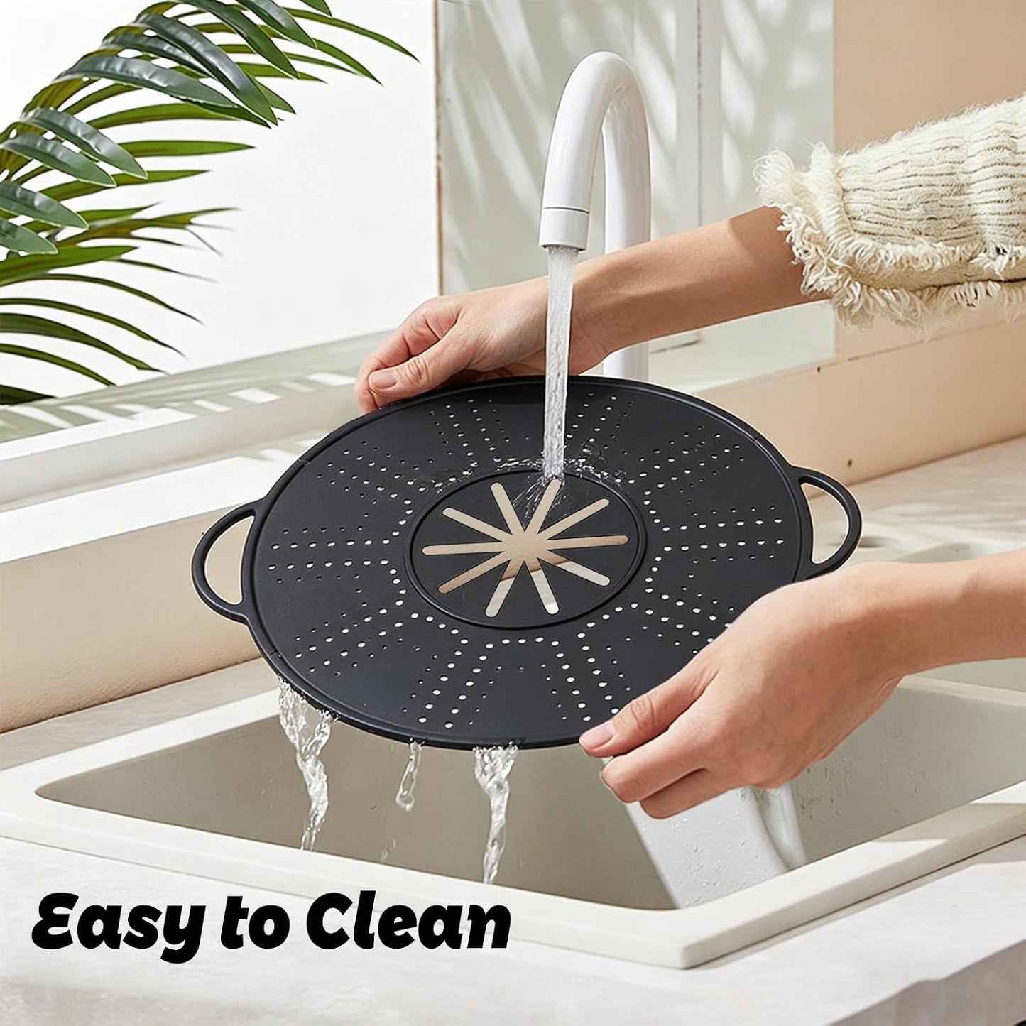 Splatter Screen for Frying Pan – 13.4" x 11" Silicone Grease Splatter Guard, Fine Mesh for Crispy Frying,Universal Fit for Skillet and Saucepan(1 Pack,Black)