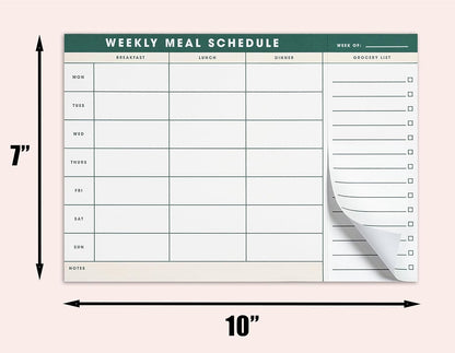 Weekly Magnetic Meal Planner & Tear Off Grocery List - 7 x 10 Inch Menu Planner Notepad for Fridge - Grocery Shopping List Notepad –Dinner List for Refrigerator - (Large Planner with 60 Sheets - 7 x
