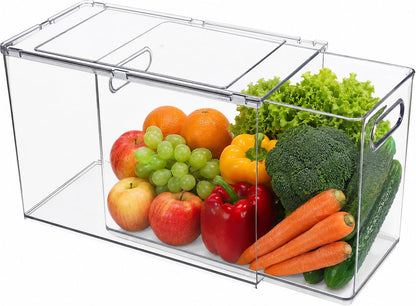 9.5QT Fridge Organizers and Storage Bins with Pull-out Drawer, Stackable Storage Drawer with Handle, Large Plastic Storage Container for Refridge, Kitchen,Under Sink, Bathroom, Pantry,1 Pack
