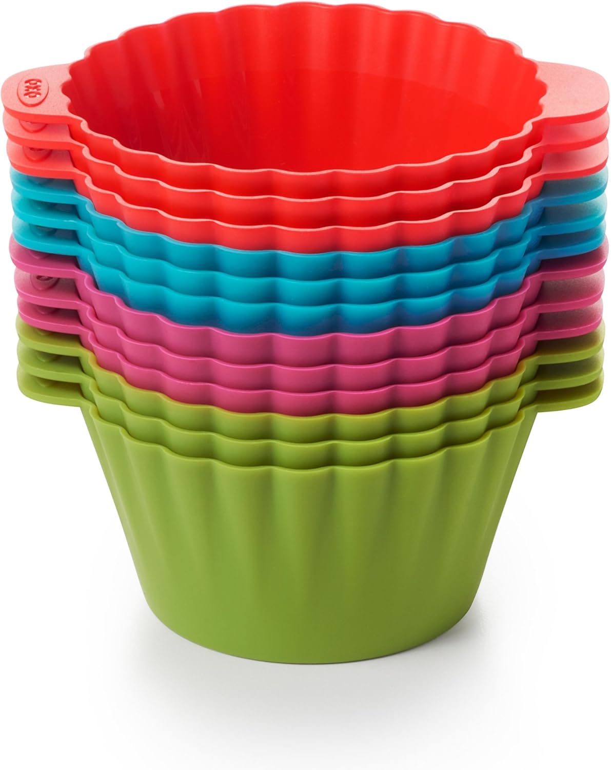 OXO Good Grips Silicone Baking Cups, Pack of 12, Reusable, BPA-Free, Dishwasher Safe, Non-Stick, Food Grade, Cupcake Cups, Muffin Cups, Cupcake Liners, Muffin Liners