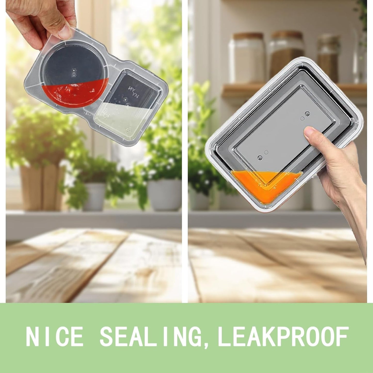 50 Pack 32oz leakproof Meal Prep Containers & Compartment Condiment Containers (Snack Containers) Set, Sturdy Leakproof Food Safe, Reusable Microwave/Freezer/Dishwasher Safe Set For Travel, Takeaway