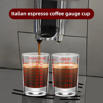 3Pcs Shot Glass Measuring Cup 3 Ounce/90ML Liquid Heavy High Espresso Glass Cup Black Line Espresso Shot Glasses with Measurement (3, Red scale)
