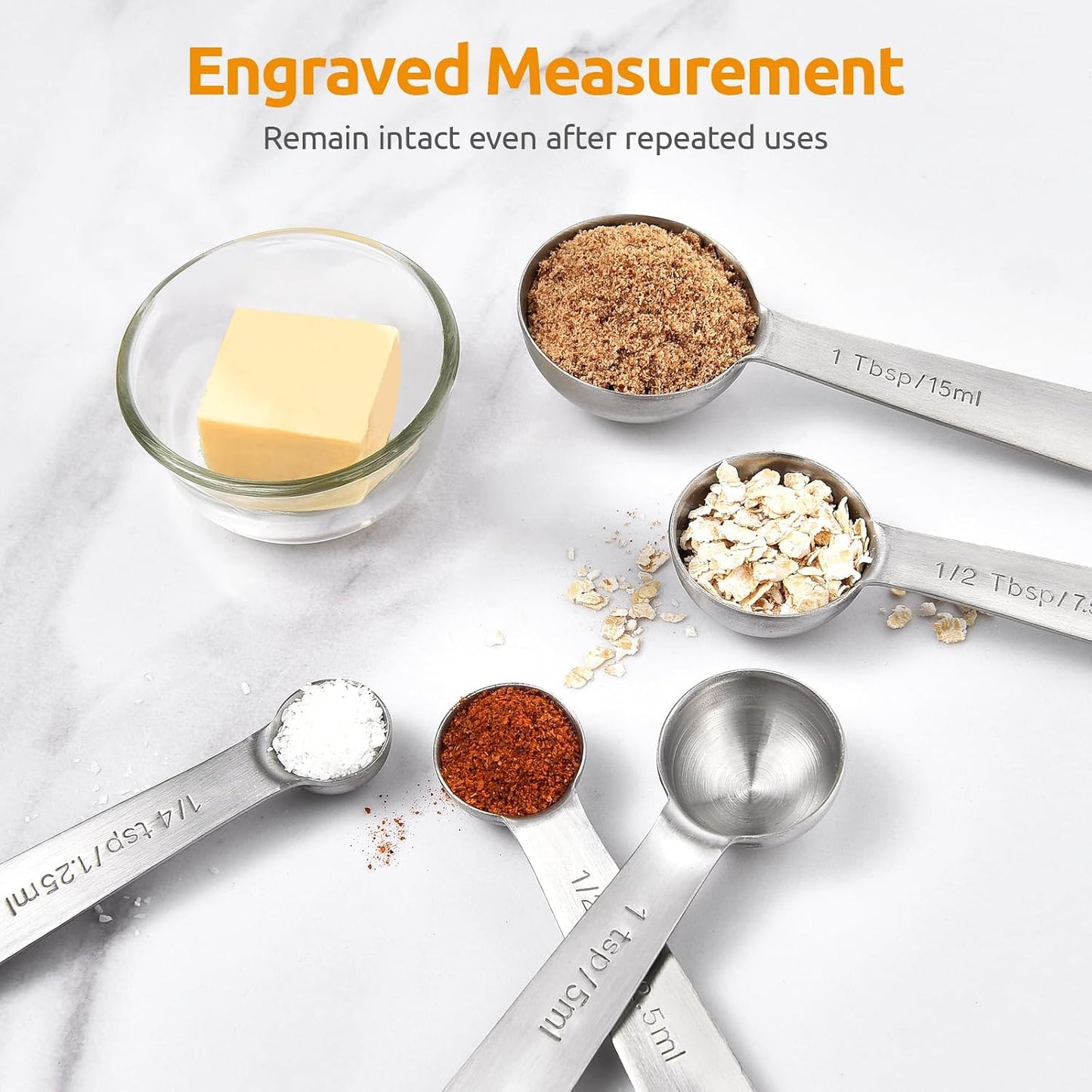 Measuring Spoons: U-Taste 18/8 Stainless Steel Measuring Spoons Set of 9 Piece: 1/16 TSP, 1/8 TSP, 1/4 TSP, 1/3 TSP, 1/2 TSP, 3/4 TSP, 1 TSP, 1/2 tbsp & 1 tbsp Dry and Liquid Ingredients