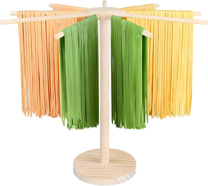 Pasta Drying Rack - 9 Sticks Wooden Pasta Dryer Stand Large