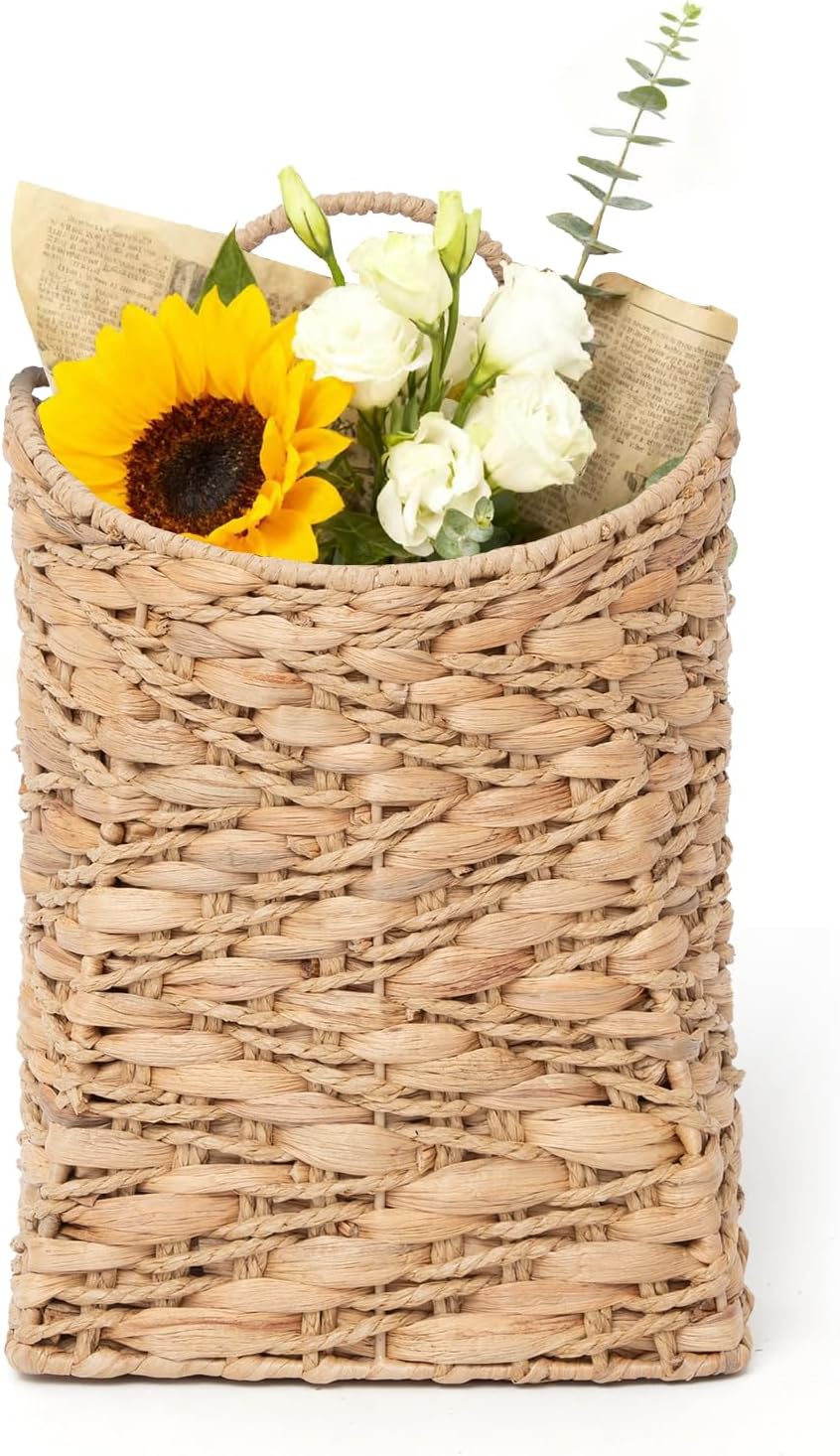 VerdantVibes Woven Wall Hanging Basket – 3-Tier Natural Water-Hyacinth Organizer for Boho Farmhouse Decor, Kitchen & Home Storage (37.4" x 11.2", Folds Flat)