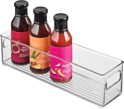 iDesign Stackable Fridge Bin with Handles - Ideal for Freezer or Pantry, Set of 2, Clear, Made in USA