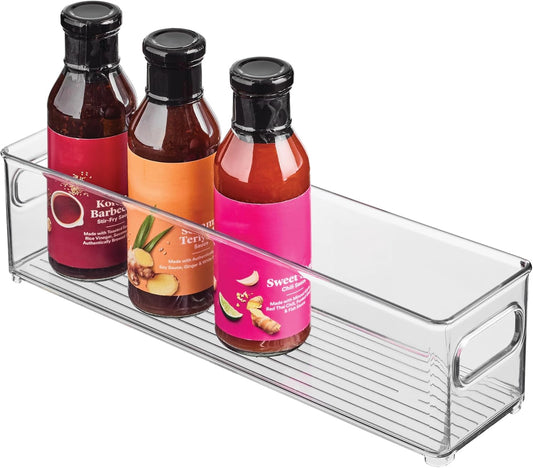 iDesign Stackable Fridge Bin with Handles - Ideal for Freezer or Pantry, Set of 2, Clear, Made in USA