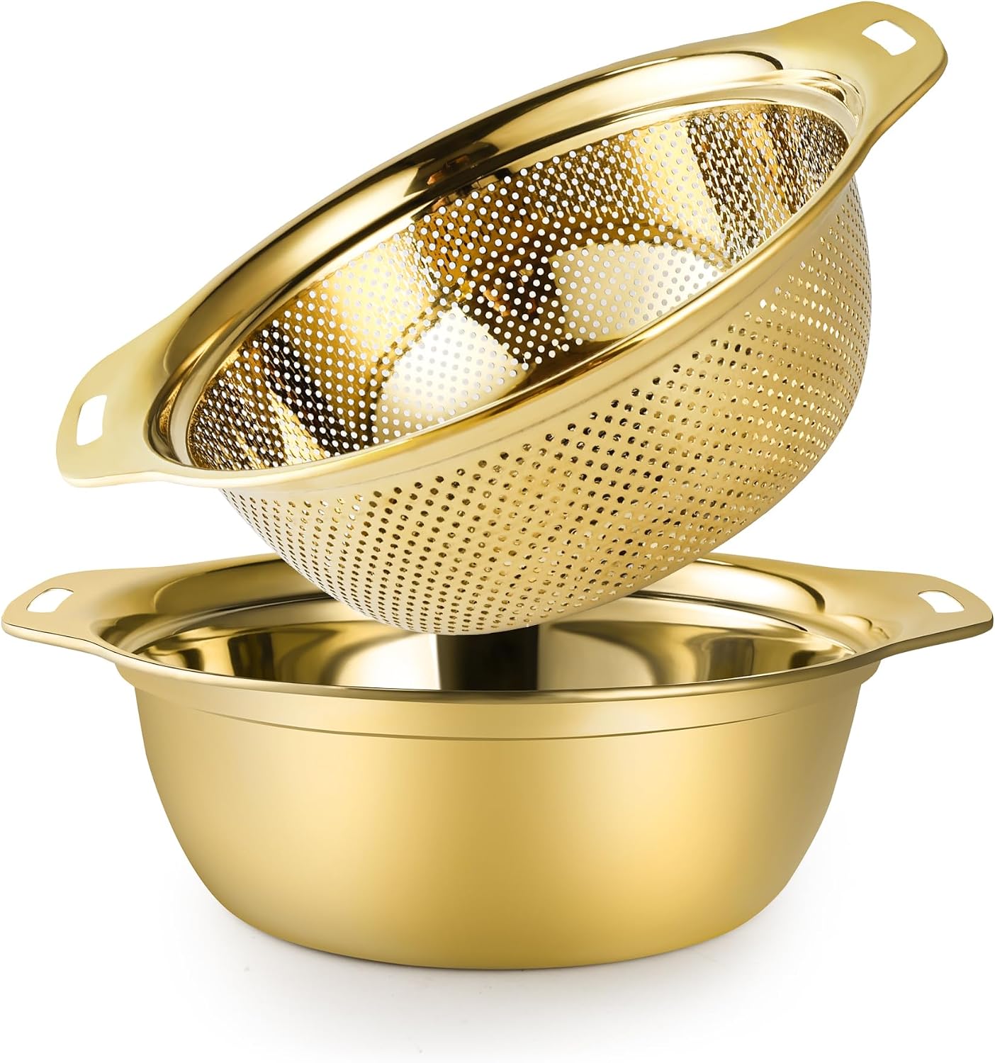Gulex Colander Stainless Steel 3-quart with Bowls,Strainer for Kitchen(2PC)