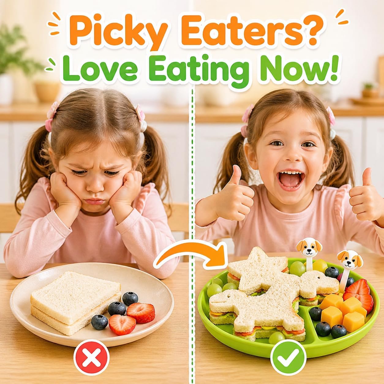 Uncrustable Sandwich Cutters Set 34pcs, 6pcs Sandwich Cutter and Sealer and 18pcs Fruit Cutter Shapes for Kids with 10pcs Cute Animal Forks, Ideal for School Lunch Boxes and Bento Boxes Boys Girls