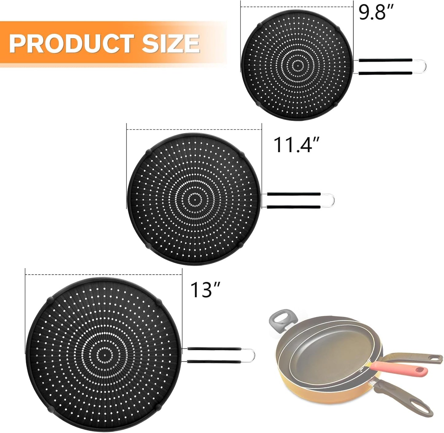 Splatter Screen for Frying Pan & Food Strainer,13 Inch Stainless Steel Grease Splatter Guard,Shield from Splashing Oil, Dishwasher Safe(Red)
