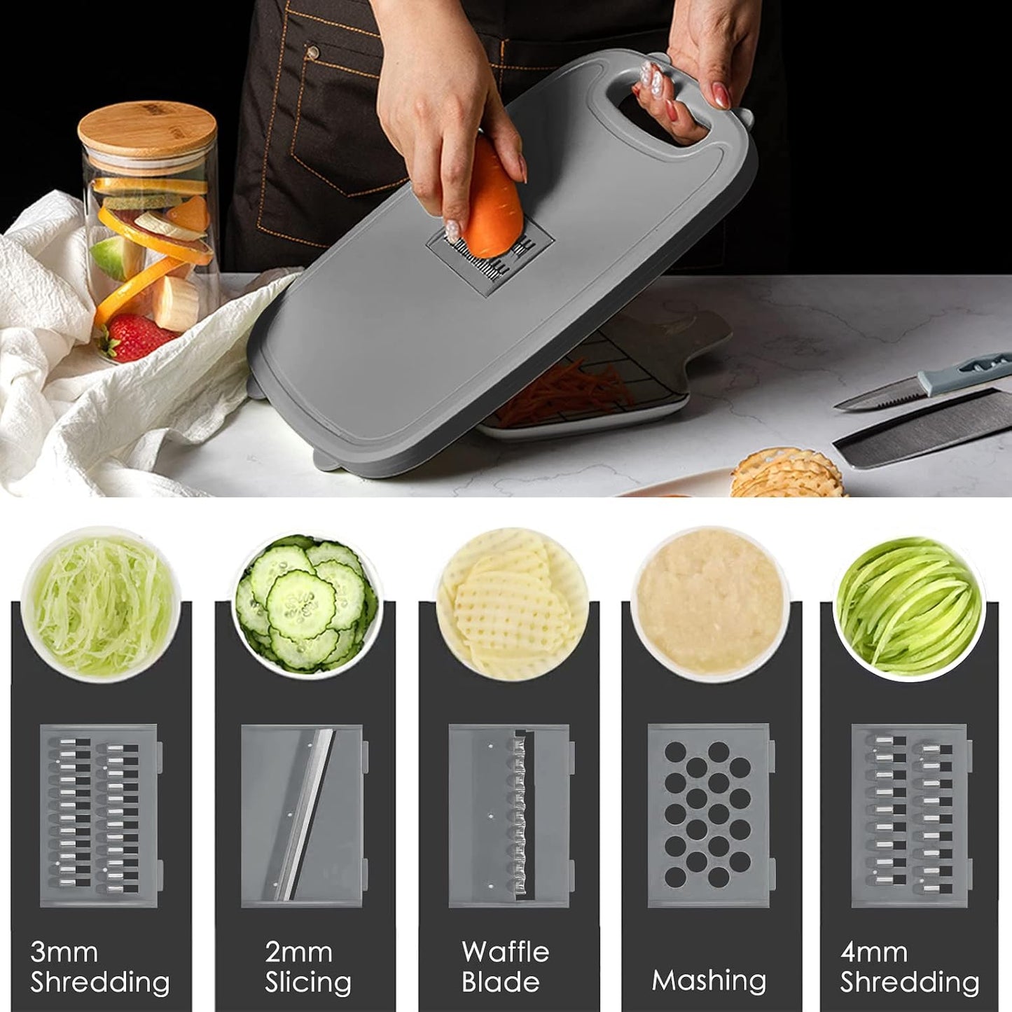 9-in-1Collapsible Cutting Board with Colander Wash Basket Camping RV Gift