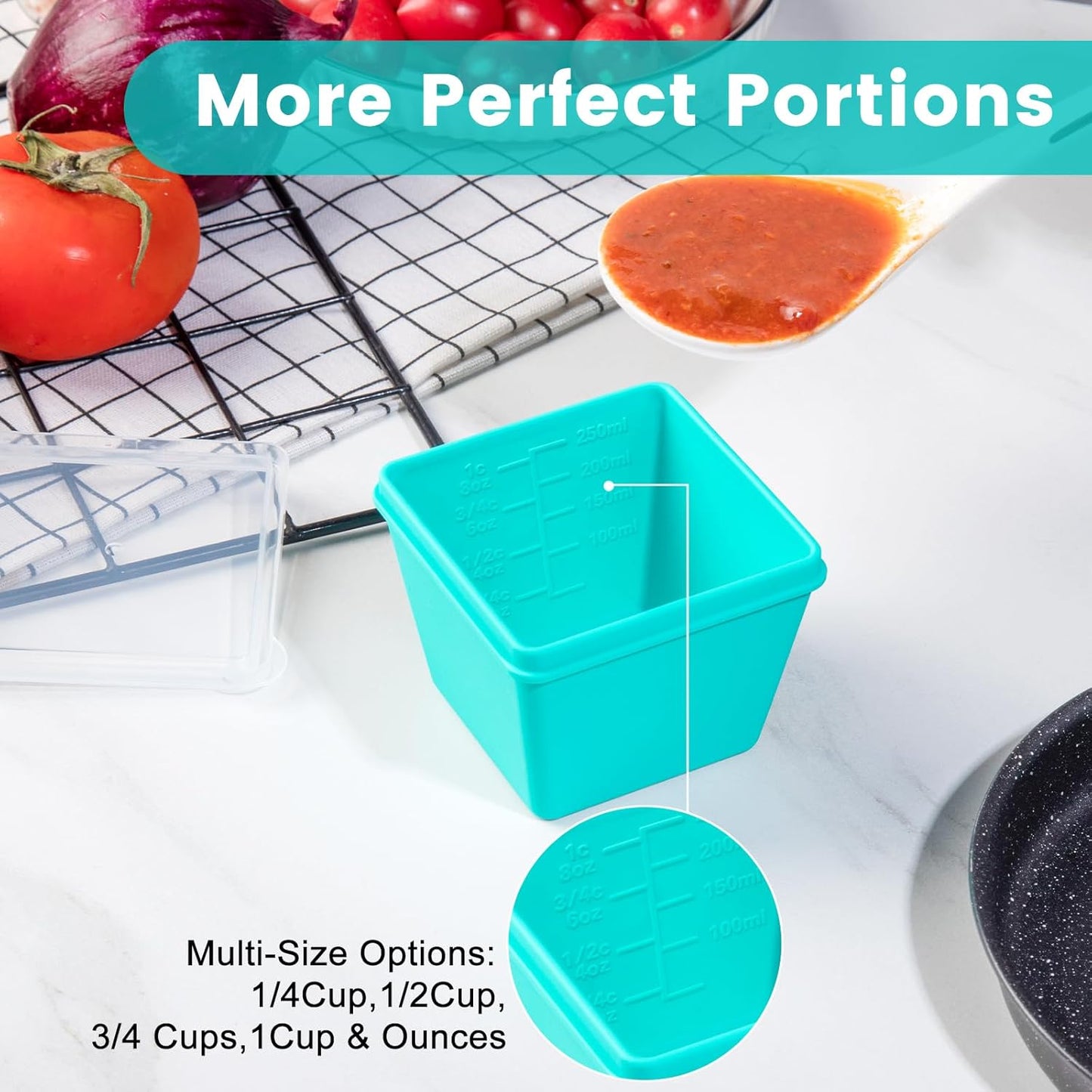 Gemice 1-Cup Silicone Freezer Molds with Lids, Individual 4-Pack Portion Soup Cubes Freezer Trays for Food Storage, Oven & Dishwasher Safe, BPA-Free, Silicone Freezer Containers for Meal Prep