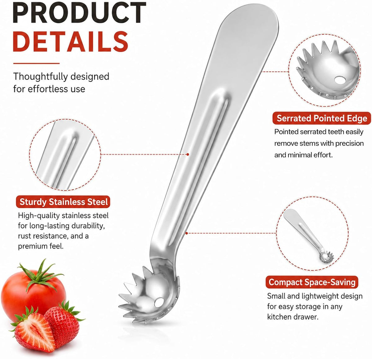5 Pcs Tomato Stem Corer, Strawberry Huller Tool