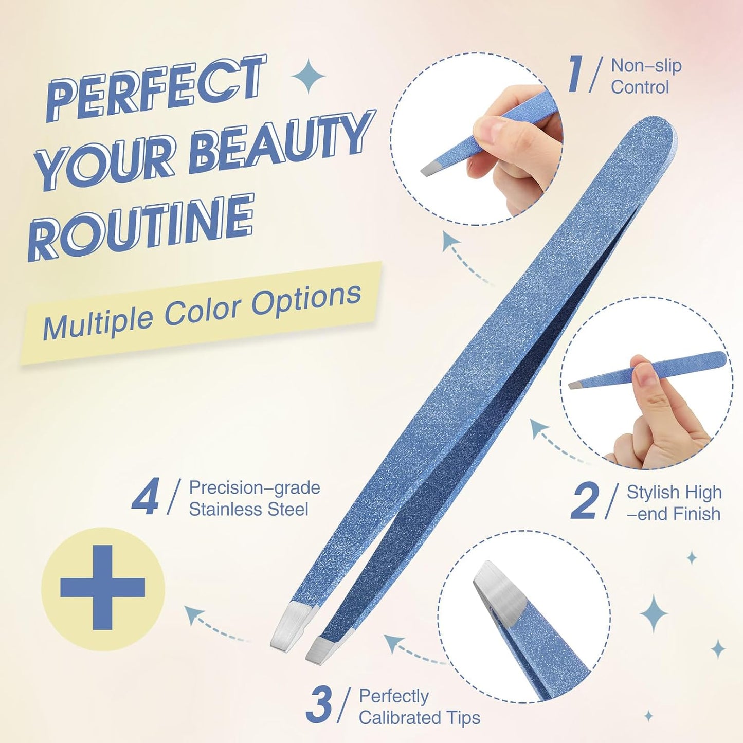 Mudder 12 Pcs Eyebrow Tweezers Set for Facial Hair Stainless Steel Slanted Tip Tweezers in Bulk for Men and Women(Silver)