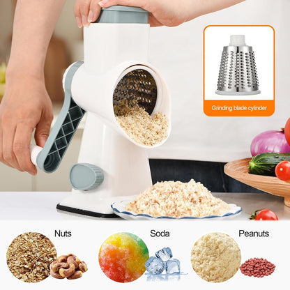Rotary Cheese Grater Manual Hand Crank 3-in-1 Vegetable Shredde