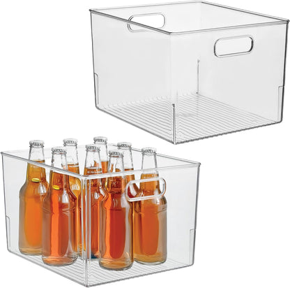 iDesign Storage Bin with Handles, 12" x 10" x 8", Clear | For Kitchen, Pantry, Cabinet, Nursery, Crafts