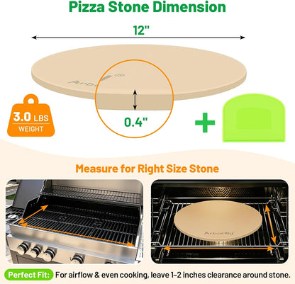 Cordierite Pizza Stone for Oven & Grill, 15 x 12 Inch Rectangular