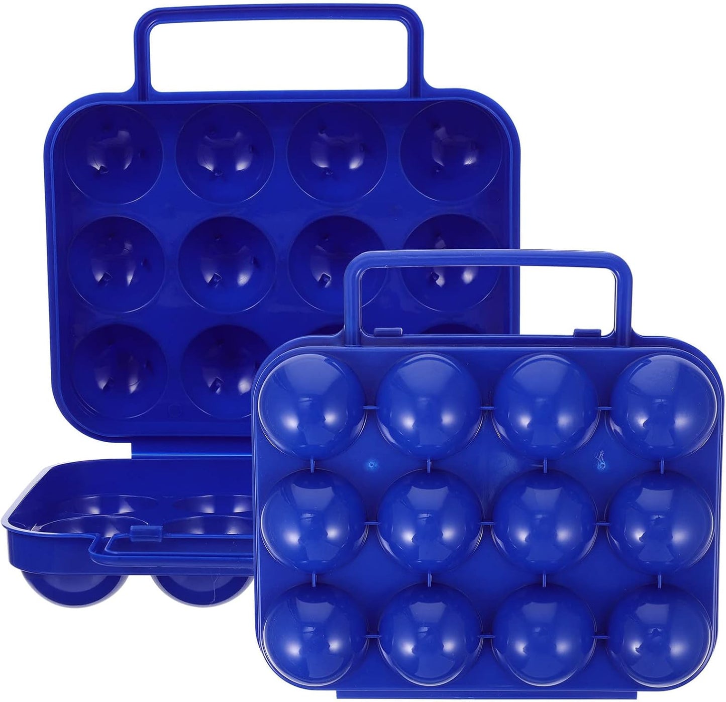 Yardwe 2pcs 12 Egg Container Outdoor Camping Egg Holder Portable Eggs Carrier with Handle Egg Storage Box for Outdoor Picnic Home Fridge Refrigerator Blue