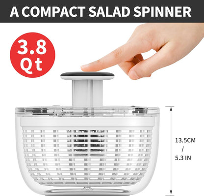 Smile mom Salad Spinner Large Lettuce Spinner Kitchen Gadgets, Large Salad Spinner Vegetable Washer, High Efficiency for Kitchen Washing & Drying Leafy Vegetables, One-Handed Easy Press 6.3 Qt White