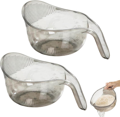 2027 New Aesthetic Multifunctional Rice Strainer with Handle (Gray+Green)