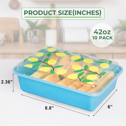 10 Pack 42 oz Meal Prep Containers, Reusable Plastic Food Prep Storage Containers with Printed Lids, Stackable, Leakproof, Microwave & Freezer & Dishwasher Safe,To Go Take Out Box, Avocado