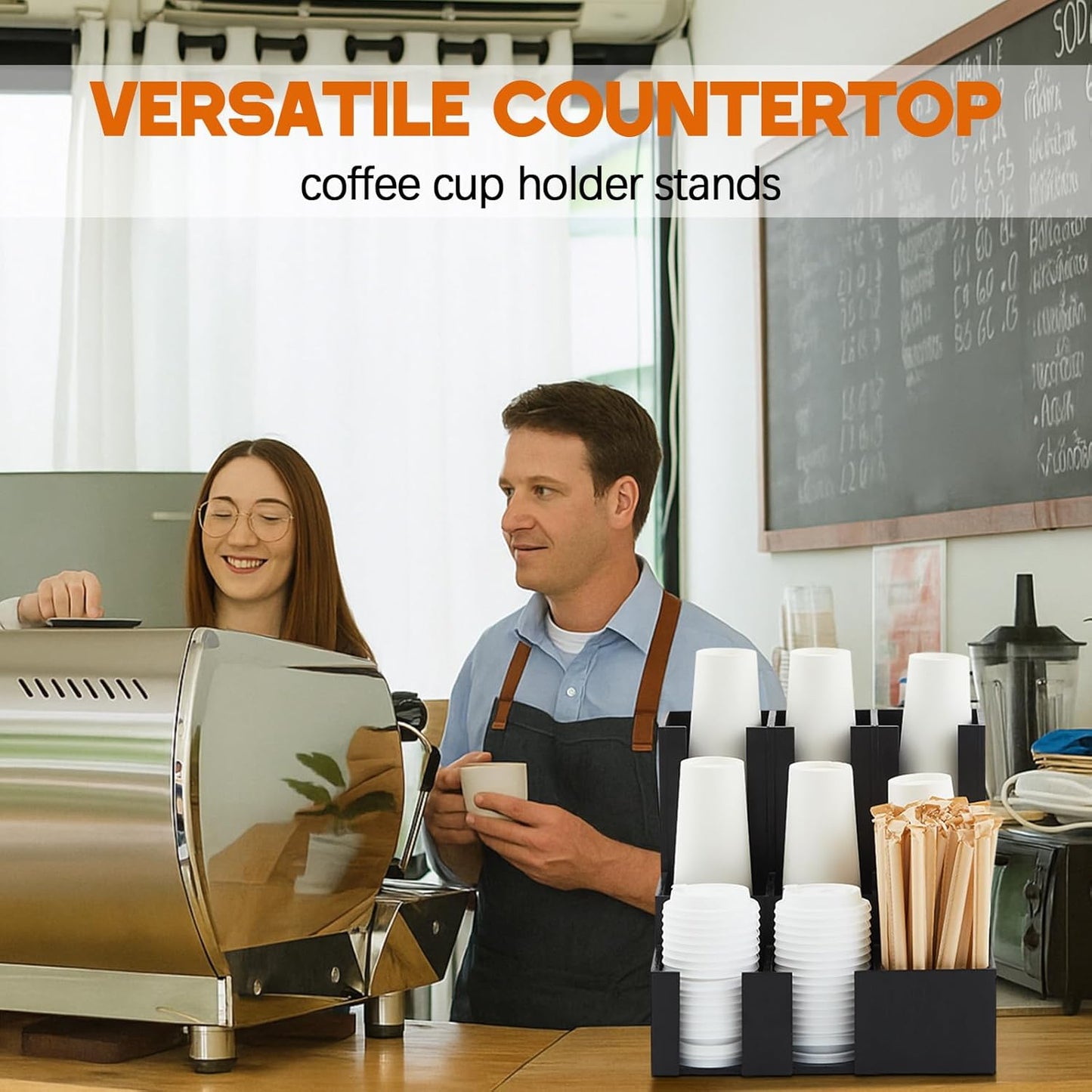 CroBlissful Wooden Vertical Coffee cup and lid dispenser, coffee condiment organizer, 9 Compartment for Disposable Paper & Plastic Cup, for cabinet Station Home Countertop Bar 13''l x 13''w x 12''h